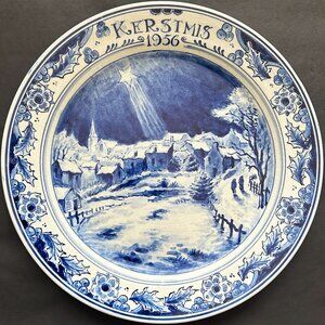 Royal Delft Blue 1956 "KERSTMIS" Plate "Star of Bethlehem" Christmas Charger